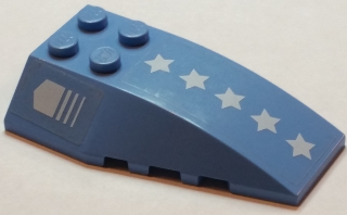 Wedge 6 x 4 Triple Curved with 5 White Stars and Fading Arrow Pattern Model Left Side (Stickers) - Set 7709