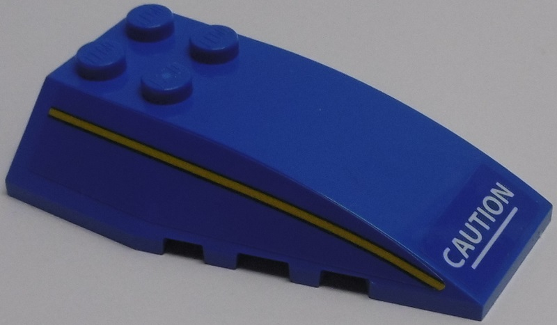 Wedge 6 x 4 Triple Curved with White 'CAUTION' and Yellow Stripe Pattern Model Right Side (Stickers) - Set 70614