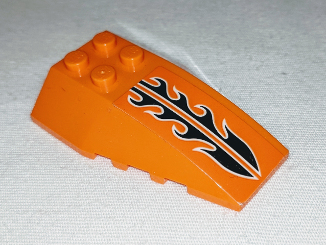 Wedge 6 x 4 Triple Curved with Black and White Flames Pattern (Sticker) - Set 60178