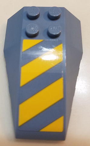 Wedge 6 x 4 Triple Curved with Yellow and Sand Blue Danger Stripes Pattern (Sticker) - Set 70629