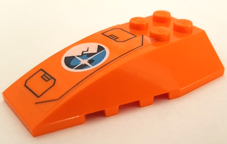 Wedge 6 x 4 Triple Curved with Arctic Explorer Logo on Orange Background Pattern Model Left Side (Sticker) - Set 60194