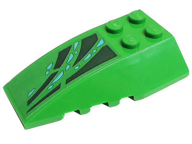 Wedge 6 x 4 Triple Curved with Dark Green Skin and Medium Azure Scales Pattern Model Left Side (Sticker) - Set 71766
