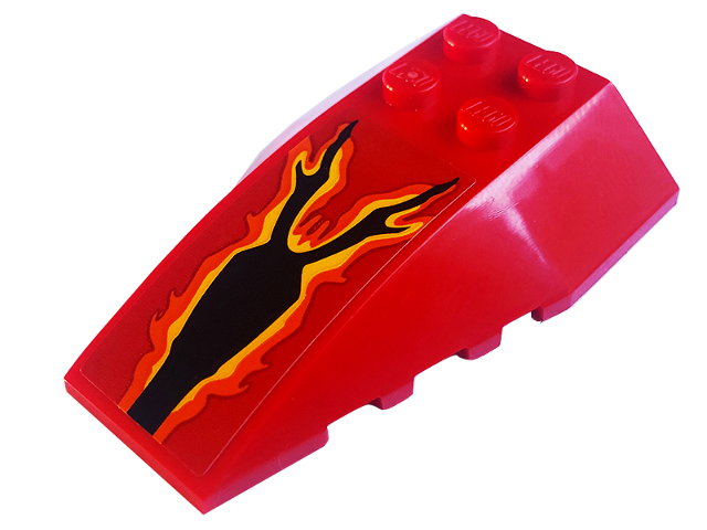 Wedge 6 x 4 Triple Curved with Black Veins and Bright Light Orange and Orange Trim Pattern (Sticker) - Set 75574