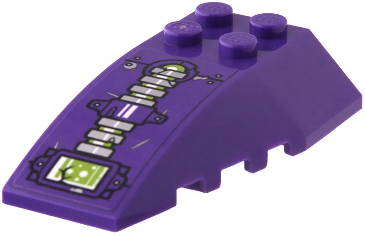 Wedge 6 x 4 Triple Curved with Lime Tube, Purple and Silver Supports and Silver Scratches Pattern (Sticker) - Set 80022