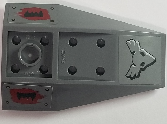 Wedge 6 x 4 Triple Inverted Curved with Bird Skull and Wings with Black Fangs Pattern on Both Sides (Stickers) - Set 70012-2