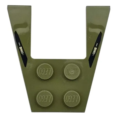 Wedge, Plate 4 x 4 with Black Stripes and Silver Shock Absorbers Pattern