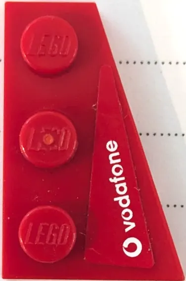 Wedge, Plate 3 x 2 Right with White Vodafone Logo Pattern (Sticker) - Set 8142-1