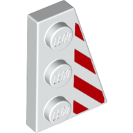 Wedge, Plate 3 x 2 Right with Red Danger Stripes Pattern