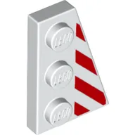Wedge, Plate 3 x 2 Right with Red Danger Stripes Pattern
