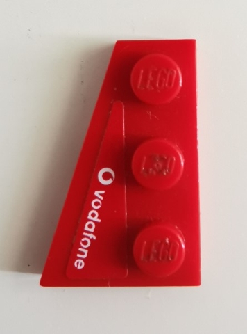 Wedge, Plate 3 x 2 Left with White Vodafone Logo Pattern (Sticker) - Set 8142-1