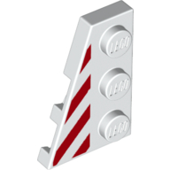 Wedge, Plate 3 x 2 Left with Red Danger Stripes Pattern