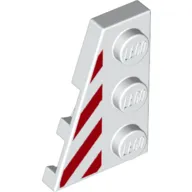 Wedge, Plate 3 x 2 Left with Red Danger Stripes Pattern