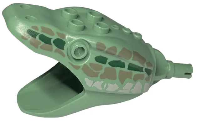 Serpent Basilisk Head with Dark Gray, Dark Green, and Light Gray Scales Pattern