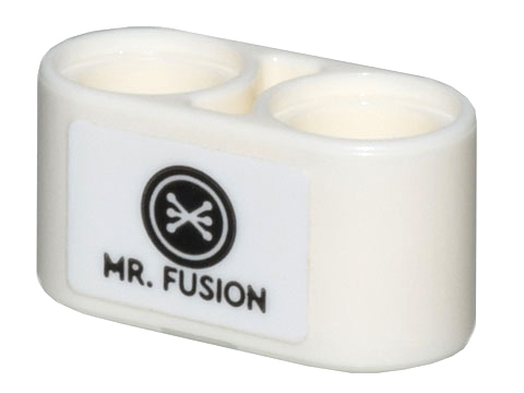 Technic, Liftarm Thick 1 x 2 with Black Circle Reactor Logo and 'MR. FUSION' Pattern on Both Sides (Stickers) - Set 10300