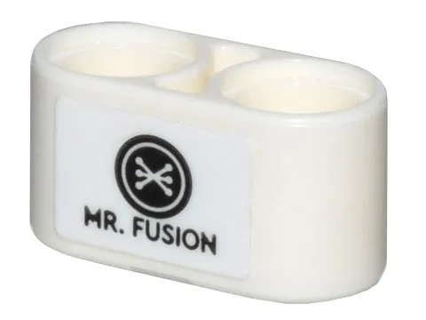 Technic, Liftarm Thick 1 x 2 with Black Circle Reactor Logo and 'MR. FUSION' Pattern on Both Sides (Stickers) - Set 10300