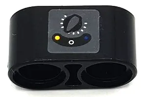 Technic, Liftarm Thick 1 x 2 with Dial, Yellow and Blue Dots and White Circle Pattern Model Left Side (Sticker) - Set 42141