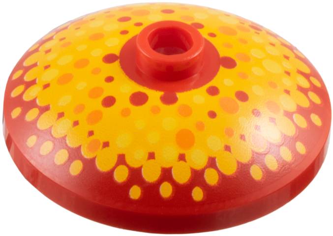 Dish 3 x 3 Inverted (Radar) with Bright Light Orange, Bright Light Yellow, and Orange Dots Pattern