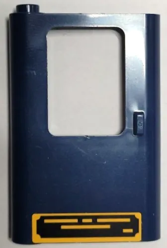 Door 1 x 4 x 5 Train Left, Thick Support at Bottom with Black and Bright Light Orange Plaque with Lines Pattern (Sticker) - Set 21344