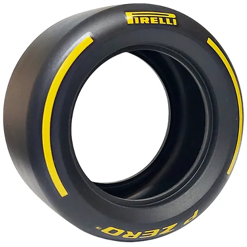 Tire 81.6mm D. x 44mm Smooth with Yellow 'PIRELLI', 'P ZERO' and Arcs Pattern
