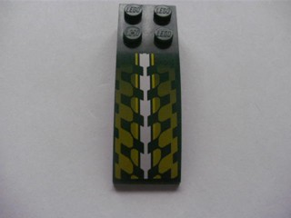 Slope, Curved 6 x 2 with White and Lime Checkered Pattern (Sticker) - Set 8138