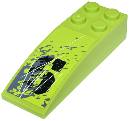 Slope, Curved 6 x 2 with Black Number 6, White Scratches, and Dark Bluish Gray Splatters Pattern Model Right Side (Sticker) - Set 8961