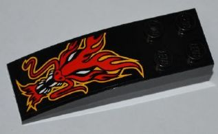 Slope, Curved 6 x 2 with Red Dragon Head Pattern (Sticker) - Set 8227