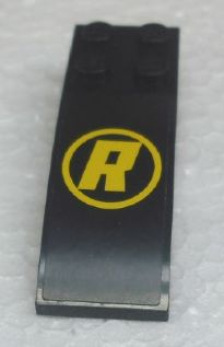 Slope, Curved 6 x 2 with Yellow 'R' in Yellow Circle Pattern (Sticker) - Set 8161