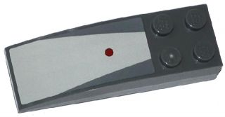 Slope, Curved 6 x 2 with Dark Red Dot and Light Bluish Gray Center Panel Pattern (Sticker) - Set 75039