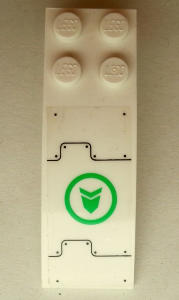 Slope, Curved 6 x 2 with Bright Green Arrow in Circle, Metal Plates and Bolts Pattern (Sticker) - Set 70704