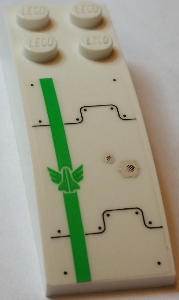 Slope, Curved 6 x 2 with Bright Green Stripe and Galaxy Squad Logo, Metal Plates, Bolts and Bullet Holes Pattern (Sticker) - Set 70704