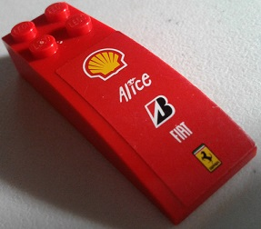Slope, Curved 6 x 2 with Shell, Alice, Bridgestone, Fiat and Ferrari Logos Pattern (Sticker) - Set 8142-2