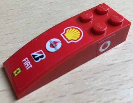 Slope, Curved 6 x 2 with Shell, Vodafone, Bridgestone, Fiat, and Ferrari Logos on Top, Vodafone Logo on Both Sides Pattern (Stickers) - Set 8142-1