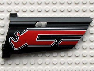 Technic, Panel Fairing #20 Large Long, Small Hole, Side A with Red Rhino Head Pattern (Sticker) - Set 8285