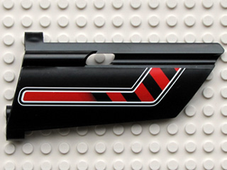 Technic, Panel Fairing #20 Large Long, Small Hole, Side A with Red / Black Diagonal Stripe Bent Pattern (Sticker) - Set 8285