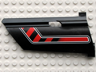 Technic, Panel Fairing #21 Large Long, Small Hole, Side B with Red / Black Diagonal Stripe Bent Pattern (Sticker) - Set 8285
