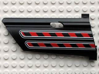 Technic, Panel Fairing #21 Large Long, Small Hole, Side B with Red / Black Diagonal Stripes Pattern (Sticker) - Set 8285