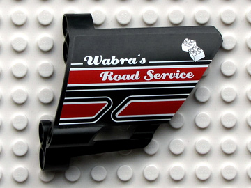 Technic, Panel Fairing #22 Large Short, Small Hole, Side A with 'Wabra's Road Service' Pattern (Sticker) - Set 8285