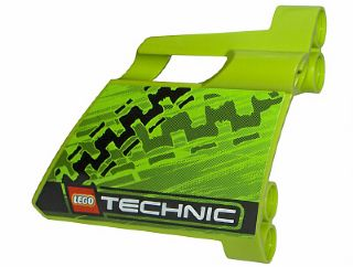 Technic, Panel Fairing #22 Large Short, Small Hole, Side A with Tire Marks and LEGO TECHNIC Logo Pattern (Sticker) - Set 8291