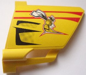 Technic, Panel Fairing #22 Large Short, Small Hole, Side A with Bee and Red and Black Lines Pattern (Sticker) - Set 8166