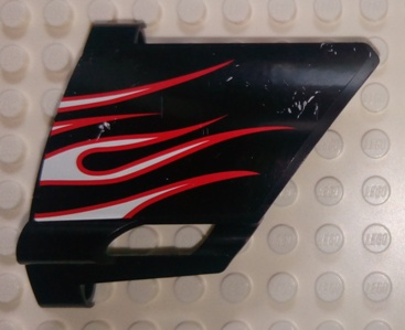 Technic, Panel Fairing #22 Large Short, Small Hole, Side A with White Flames with Red Border Pattern (Sticker) - Set 8682