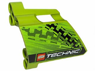 Technic, Panel Fairing #23 Large Short, Small Hole, Side B with Tire Marks and LEGO TECHNIC Logo Pattern (Sticker) - Set 8291