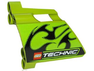 Technic, Panel Fairing #23 Large Short, Small Hole, Side B with Black Flames and LEGO TECHNIC Logo Pattern (Sticker) - Set 8291