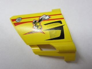 Technic, Panel Fairing #23 Large Short, Small Hole, Side B with Bee and Red and Black Lines Pattern (Sticker) - Set 8166