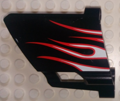 Technic, Panel Fairing #23 Large Short, Small Hole, Side B with White Flames with Red Border Pattern (Sticker) - Set 8682