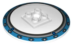 Dish 6 x 6 Inverted (Radar) - Solid Studs with Medium Azure and Silver Border Pattern (Jurassic World Gyrosphere Side)