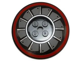 Dish 6 x 6 Inverted (Radar) - Solid Studs with Dark Red Circle and Dark Bluish Gray and Metallic Silver Fan Blades Pattern