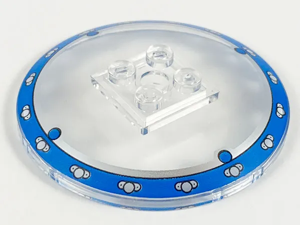 Dish 6 x 6 Inverted (Radar) - Solid Studs with Blue and Silver Border Pattern (Jurassic World Gyrosphere Side)