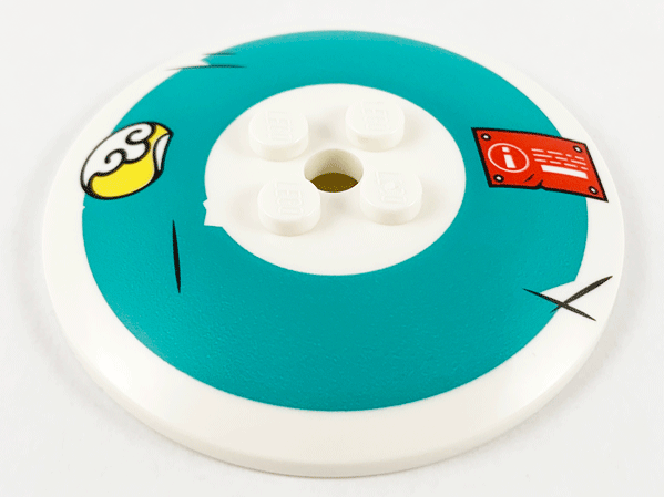 Dish 6 x 6 Inverted (Radar) - Solid Studs with Scuffed Dark Turquoise Radial Background and Red Warning Label Pattern