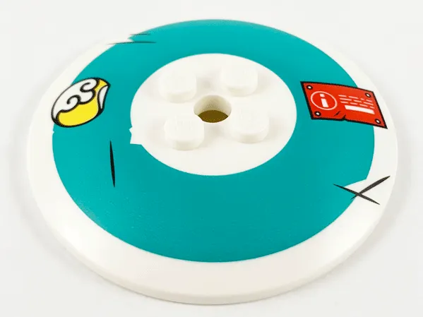 Dish 6 x 6 Inverted (Radar) - Solid Studs with Scuffed Dark Turquoise Radial Background and Red Warning Label Pattern