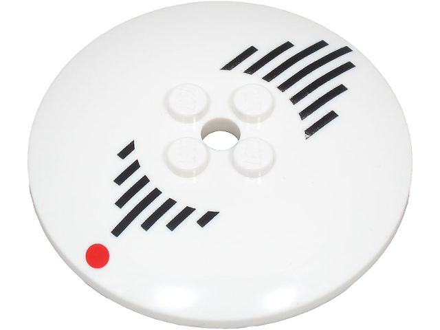 Dish 6 x 6 Inverted (Radar) - Solid Studs with Black Lines and Red Dot Pattern